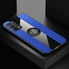 Silikon Hülle Handyhülle Ultra Dünn Schutzhülle Tasche Flexible mit Magnetisch Fingerring Ständer X01L für Oppo K9 5G Blau