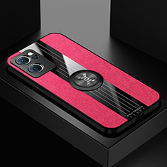 Silikon Hülle Handyhülle Ultra Dünn Schutzhülle Tasche Flexible mit Magnetisch Fingerring Ständer X01L für Oppo Reno7 5G Rot