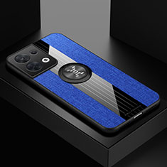 Silikon Hülle Handyhülle Ultra Dünn Schutzhülle Tasche Flexible mit Magnetisch Fingerring Ständer X01L für Oppo Reno8 Pro+ Plus 5G Blau