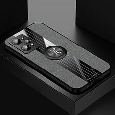 Silikon Hülle Handyhülle Ultra Dünn Schutzhülle Tasche Flexible mit Magnetisch Fingerring Ständer X01L für Realme GT Neo 3T 5G Grau