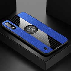 Silikon Hülle Handyhülle Ultra Dünn Schutzhülle Tasche Flexible mit Magnetisch Fingerring Ständer X01L für Samsung Galaxy A01 SM-A015 Blau
