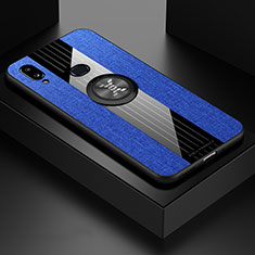 Silikon Hülle Handyhülle Ultra Dünn Schutzhülle Tasche Flexible mit Magnetisch Fingerring Ständer X01L für Samsung Galaxy A10s Blau