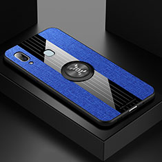 Silikon Hülle Handyhülle Ultra Dünn Schutzhülle Tasche Flexible mit Magnetisch Fingerring Ständer X01L für Samsung Galaxy A20 Blau