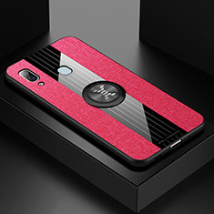Silikon Hülle Handyhülle Ultra Dünn Schutzhülle Tasche Flexible mit Magnetisch Fingerring Ständer X01L für Samsung Galaxy A20 Rot