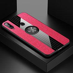 Silikon Hülle Handyhülle Ultra Dünn Schutzhülle Tasche Flexible mit Magnetisch Fingerring Ständer X01L für Samsung Galaxy A20s Rot