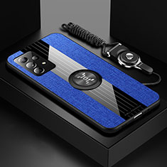 Silikon Hülle Handyhülle Ultra Dünn Schutzhülle Tasche Flexible mit Magnetisch Fingerring Ständer X01L für Samsung Galaxy A23 5G Blau