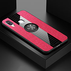 Silikon Hülle Handyhülle Ultra Dünn Schutzhülle Tasche Flexible mit Magnetisch Fingerring Ständer X01L für Samsung Galaxy A40 Rot