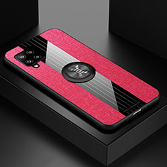 Silikon Hülle Handyhülle Ultra Dünn Schutzhülle Tasche Flexible mit Magnetisch Fingerring Ständer X01L für Samsung Galaxy A42 5G Rot