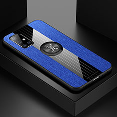 Silikon Hülle Handyhülle Ultra Dünn Schutzhülle Tasche Flexible mit Magnetisch Fingerring Ständer X01L für Samsung Galaxy A51 5G Blau