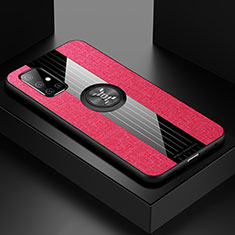 Silikon Hülle Handyhülle Ultra Dünn Schutzhülle Tasche Flexible mit Magnetisch Fingerring Ständer X01L für Samsung Galaxy A51 5G Rot