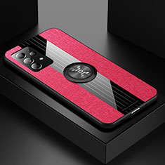 Silikon Hülle Handyhülle Ultra Dünn Schutzhülle Tasche Flexible mit Magnetisch Fingerring Ständer X01L für Samsung Galaxy A52 5G Rot