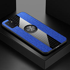 Silikon Hülle Handyhülle Ultra Dünn Schutzhülle Tasche Flexible mit Magnetisch Fingerring Ständer X01L für Samsung Galaxy A81 Blau
