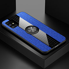 Silikon Hülle Handyhülle Ultra Dünn Schutzhülle Tasche Flexible mit Magnetisch Fingerring Ständer X01L für Samsung Galaxy M51 Blau