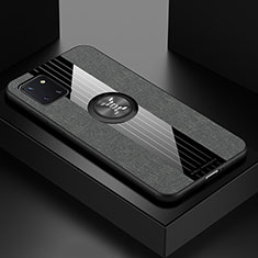 Silikon Hülle Handyhülle Ultra Dünn Schutzhülle Tasche Flexible mit Magnetisch Fingerring Ständer X01L für Samsung Galaxy M60s Grau