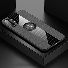 Silikon Hülle Handyhülle Ultra Dünn Schutzhülle Tasche Flexible mit Magnetisch Fingerring Ständer X01L für Samsung Galaxy Note 10 Plus 5G Grau