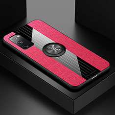 Silikon Hülle Handyhülle Ultra Dünn Schutzhülle Tasche Flexible mit Magnetisch Fingerring Ständer X01L für Samsung Galaxy S20 Lite 5G Rot