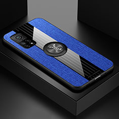 Silikon Hülle Handyhülle Ultra Dünn Schutzhülle Tasche Flexible mit Magnetisch Fingerring Ständer X01L für Xiaomi Mi 10T 5G Blau