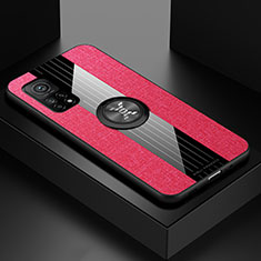 Silikon Hülle Handyhülle Ultra Dünn Schutzhülle Tasche Flexible mit Magnetisch Fingerring Ständer X01L für Xiaomi Mi 10T 5G Rot