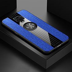 Silikon Hülle Handyhülle Ultra Dünn Schutzhülle Tasche Flexible mit Magnetisch Fingerring Ständer X01L für Xiaomi Poco M2 Pro Blau