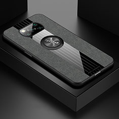 Silikon Hülle Handyhülle Ultra Dünn Schutzhülle Tasche Flexible mit Magnetisch Fingerring Ständer X01L für Xiaomi Poco X3 NFC Grau