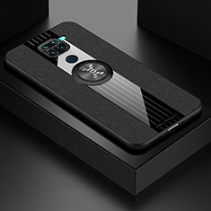 Silikon Hülle Handyhülle Ultra Dünn Schutzhülle Tasche Flexible mit Magnetisch Fingerring Ständer X01L für Xiaomi Redmi 10X 4G Schwarz
