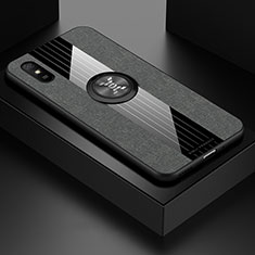 Silikon Hülle Handyhülle Ultra Dünn Schutzhülle Tasche Flexible mit Magnetisch Fingerring Ständer X01L für Xiaomi Redmi 9AT Grau