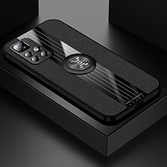 Silikon Hülle Handyhülle Ultra Dünn Schutzhülle Tasche Flexible mit Magnetisch Fingerring Ständer X01L für Xiaomi Redmi Note 11 5G Schwarz