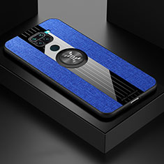 Silikon Hülle Handyhülle Ultra Dünn Schutzhülle Tasche Flexible mit Magnetisch Fingerring Ständer X01L für Xiaomi Redmi Note 9 Blau