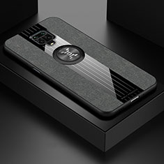 Silikon Hülle Handyhülle Ultra Dünn Schutzhülle Tasche Flexible mit Magnetisch Fingerring Ständer X01L für Xiaomi Redmi Note 9 Pro Grau