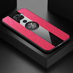 Silikon Hülle Handyhülle Ultra Dünn Schutzhülle Tasche Flexible mit Magnetisch Fingerring Ständer X01L für Xiaomi Redmi Note 9 Rot