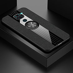 Silikon Hülle Handyhülle Ultra Dünn Schutzhülle Tasche Flexible mit Magnetisch Fingerring Ständer X01L für Xiaomi Redmi Note 9 Schwarz
