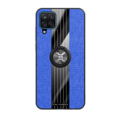 Silikon Hülle Handyhülle Ultra Dünn Schutzhülle Tasche Flexible mit Magnetisch Fingerring Ständer X02L für Samsung Galaxy A12 Nacho Blau