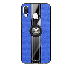 Silikon Hülle Handyhülle Ultra Dünn Schutzhülle Tasche Flexible mit Magnetisch Fingerring Ständer X02L für Samsung Galaxy A40 Blau