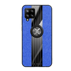 Silikon Hülle Handyhülle Ultra Dünn Schutzhülle Tasche Flexible mit Magnetisch Fingerring Ständer X02L für Samsung Galaxy A42 5G Blau