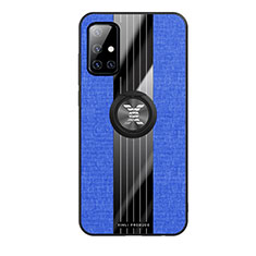 Silikon Hülle Handyhülle Ultra Dünn Schutzhülle Tasche Flexible mit Magnetisch Fingerring Ständer X02L für Samsung Galaxy A51 4G Blau