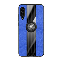 Silikon Hülle Handyhülle Ultra Dünn Schutzhülle Tasche Flexible mit Magnetisch Fingerring Ständer X02L für Samsung Galaxy A90 5G Blau