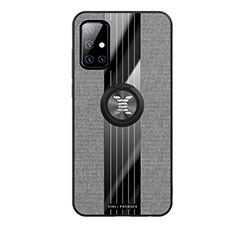 Silikon Hülle Handyhülle Ultra Dünn Schutzhülle Tasche Flexible mit Magnetisch Fingerring Ständer X02L für Samsung Galaxy M40S Grau
