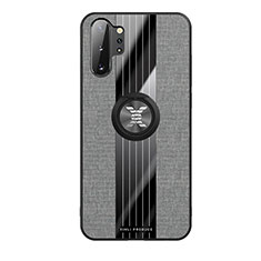 Silikon Hülle Handyhülle Ultra Dünn Schutzhülle Tasche Flexible mit Magnetisch Fingerring Ständer X02L für Samsung Galaxy Note 10 Plus 5G Grau