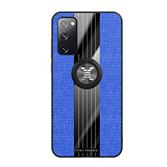 Silikon Hülle Handyhülle Ultra Dünn Schutzhülle Tasche Flexible mit Magnetisch Fingerring Ständer X02L für Samsung Galaxy S20 FE 5G Blau