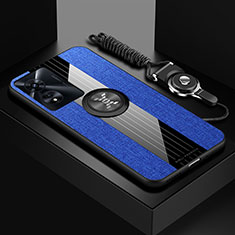 Silikon Hülle Handyhülle Ultra Dünn Schutzhülle Tasche Flexible mit Magnetisch Fingerring Ständer X03L für Oppo A78 5G Blau