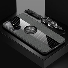 Silikon Hülle Handyhülle Ultra Dünn Schutzhülle Tasche Flexible mit Magnetisch Fingerring Ständer X03L für Oppo A94 5G Grau