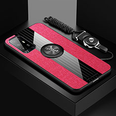 Silikon Hülle Handyhülle Ultra Dünn Schutzhülle Tasche Flexible mit Magnetisch Fingerring Ständer X03L für Oppo A94 5G Rot