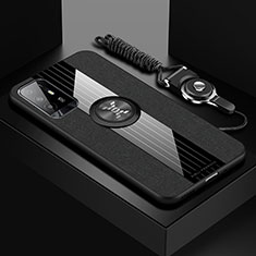 Silikon Hülle Handyhülle Ultra Dünn Schutzhülle Tasche Flexible mit Magnetisch Fingerring Ständer X03L für Oppo A94 5G Schwarz