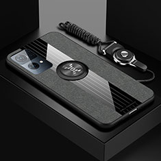 Silikon Hülle Handyhülle Ultra Dünn Schutzhülle Tasche Flexible mit Magnetisch Fingerring Ständer X03L für Oppo Reno7 Pro 5G Grau