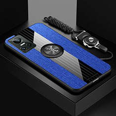 Silikon Hülle Handyhülle Ultra Dünn Schutzhülle Tasche Flexible mit Magnetisch Fingerring Ständer X03L für Realme GT Neo3 5G Blau