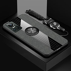 Silikon Hülle Handyhülle Ultra Dünn Schutzhülle Tasche Flexible mit Magnetisch Fingerring Ständer X03L für Realme GT Neo3 5G Grau