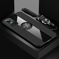 Silikon Hülle Handyhülle Ultra Dünn Schutzhülle Tasche Flexible mit Magnetisch Fingerring Ständer X03L für Realme GT Neo3 5G Schwarz