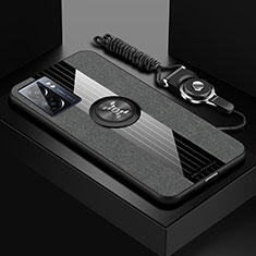 Silikon Hülle Handyhülle Ultra Dünn Schutzhülle Tasche Flexible mit Magnetisch Fingerring Ständer X03L für Realme Narzo 50 5G Grau