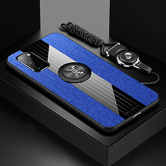 Silikon Hülle Handyhülle Ultra Dünn Schutzhülle Tasche Flexible mit Magnetisch Fingerring Ständer X03L für Samsung Galaxy S20 Blau