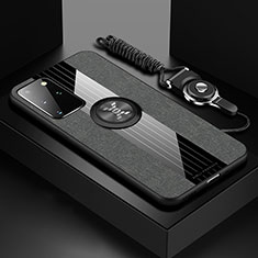Silikon Hülle Handyhülle Ultra Dünn Schutzhülle Tasche Flexible mit Magnetisch Fingerring Ständer X03L für Samsung Galaxy S20 Plus Grau